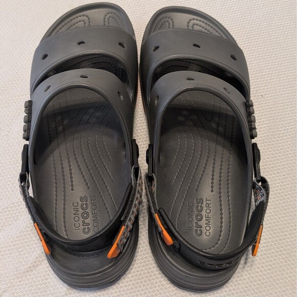 Crocs Classic All Terrain Men\'s 13 Open Toe Sandal Hook Loop 207711 Gray Orange main image 5